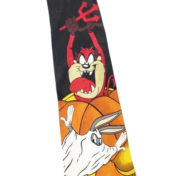 VTG Looney Tunes Mania Bugs Daffy Taz Halloween pumpkin necktie tie - Picture 2 of 6